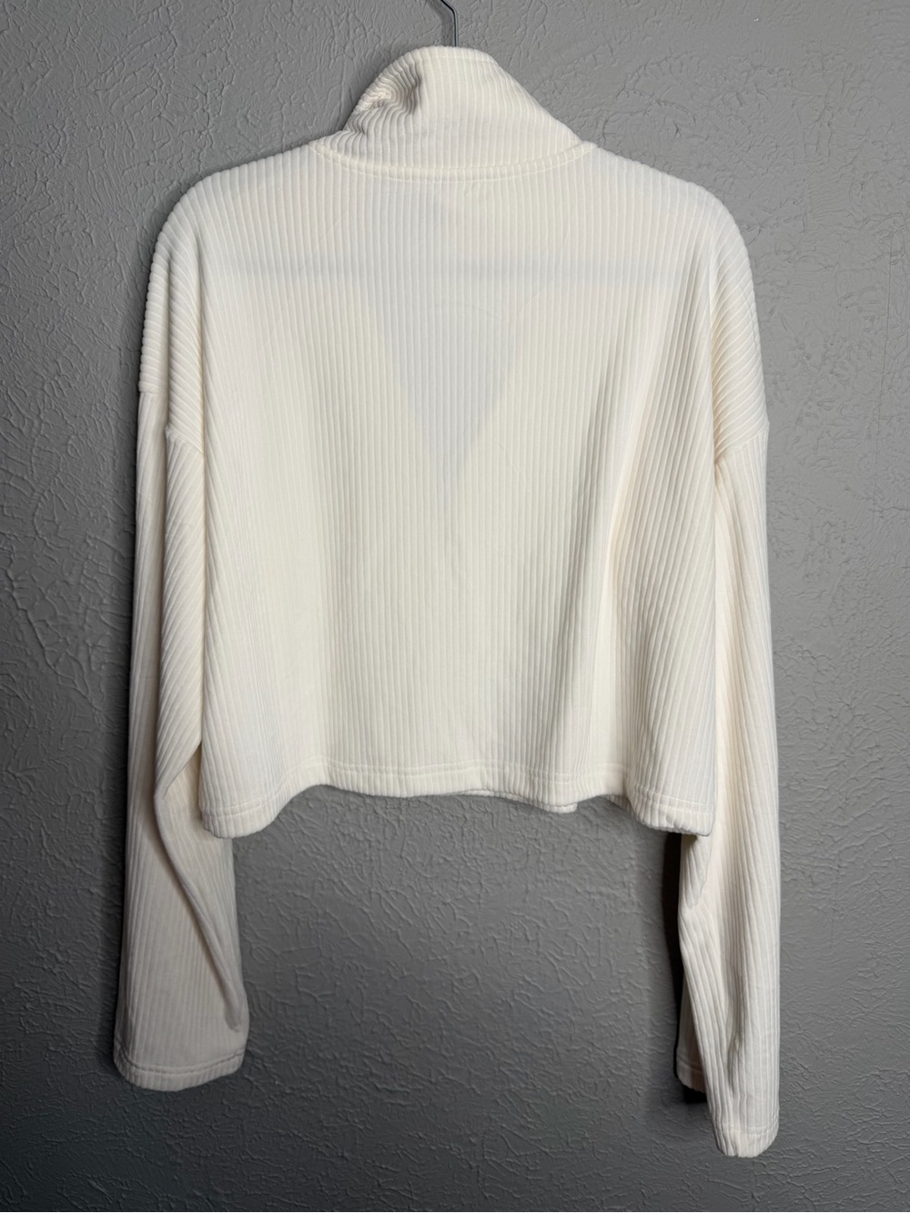 Fabletics Ivory Ribbed Half-Zip Pullover - Picture 2 of 5